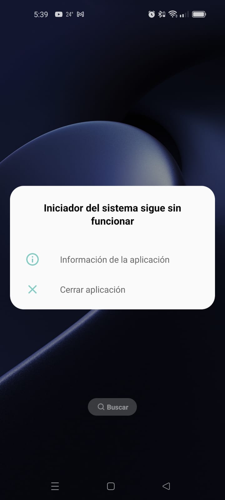 Mensaje de error tras la actualización